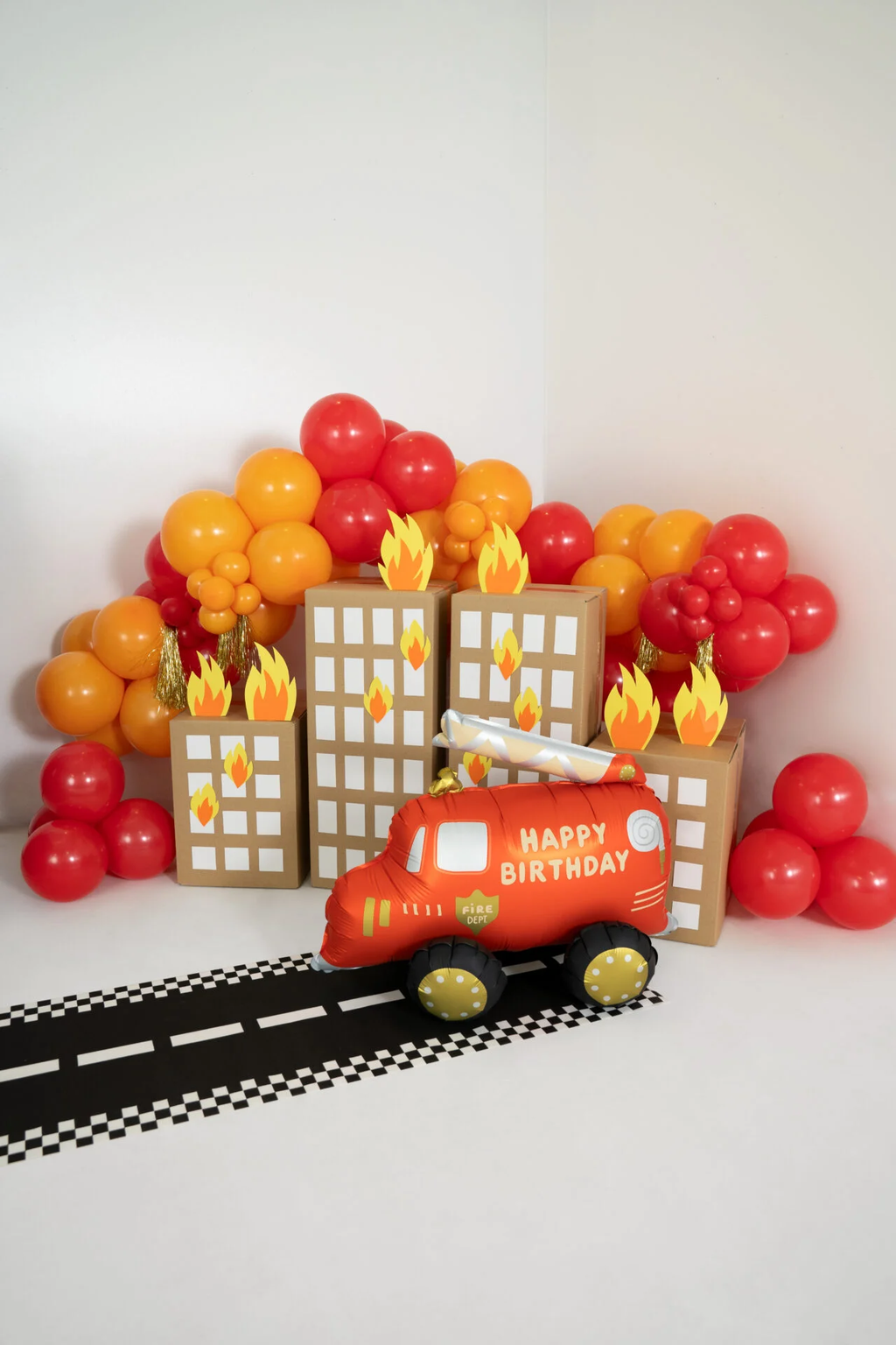 Red Happy Birthday Fire Truck Foil Balloon, 26in