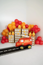 Red Happy Birthday Fire Truck Foil Balloon, 26in