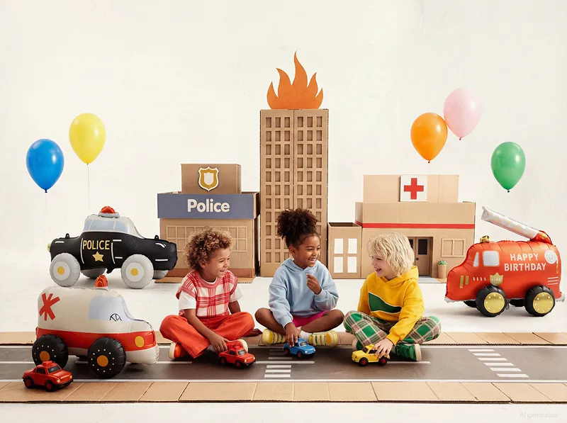 Red Happy Birthday Fire Truck Foil Balloon, 26in