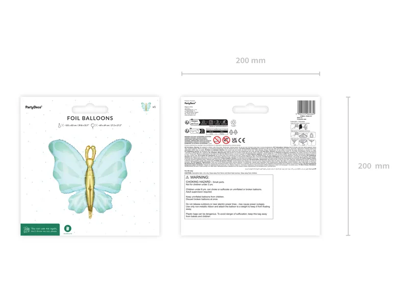 Green and Gold Butterfly Foil Balloon, 27in