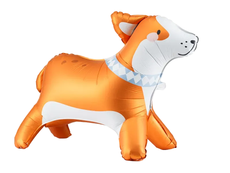 Giant Multicolored Corgi Dog Foil Balloon, 35in