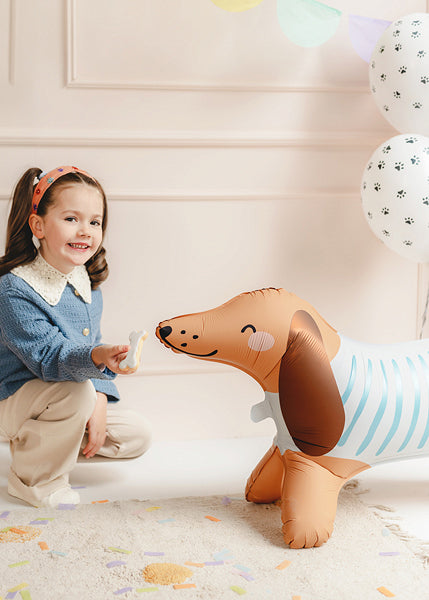 Giant Brown Standing Dachshund Foil Balloon, 35in