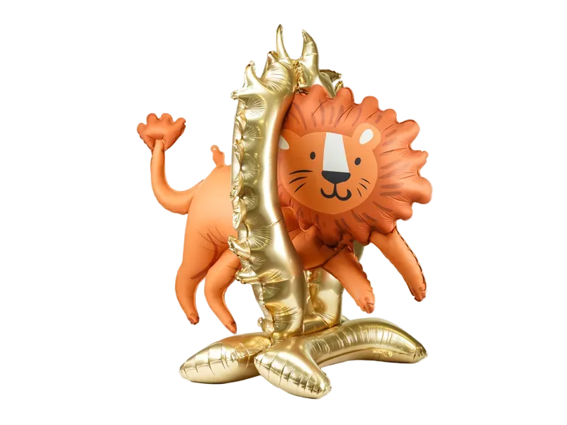 Giant Gold and Orange Circus Lion Foil Balloon, 47in