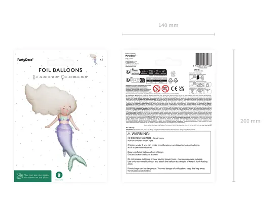 Giant Mermaid Foil Balloon, 43in