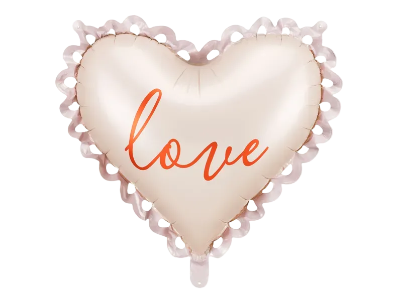 White Love Lacy Heart Foil Balloon, 20in