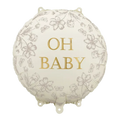 White Floral "Oh Baby" Baby Shower Foil Balloon, 14in