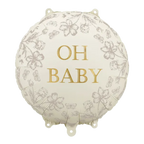 White Floral "Oh Baby" Baby Shower Foil Balloon, 14in