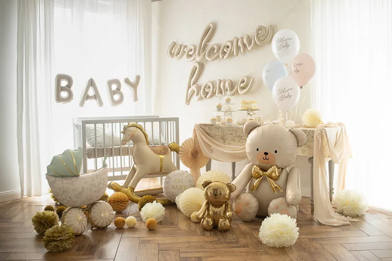 Cream Bear Foil Balloon, 33in