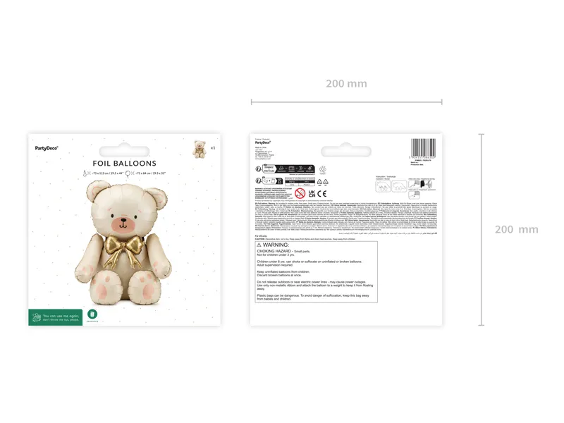 Cream Bear Foil Balloon, 33in
