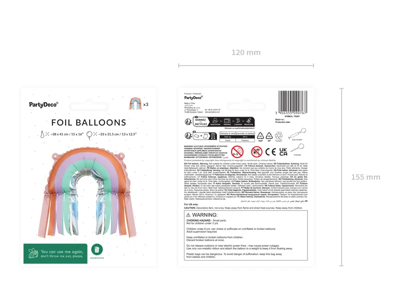 Rainbow with Fringes Foil Balloon, 13in