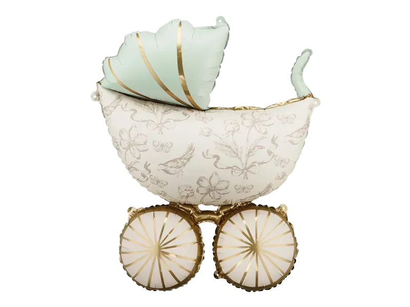 Multicolor Floral Baby Carriage Foil Balloon, 29in