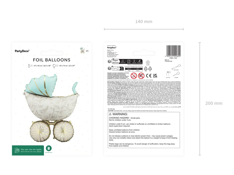 Multicolor Floral Baby Carriage Foil Balloon, 29in