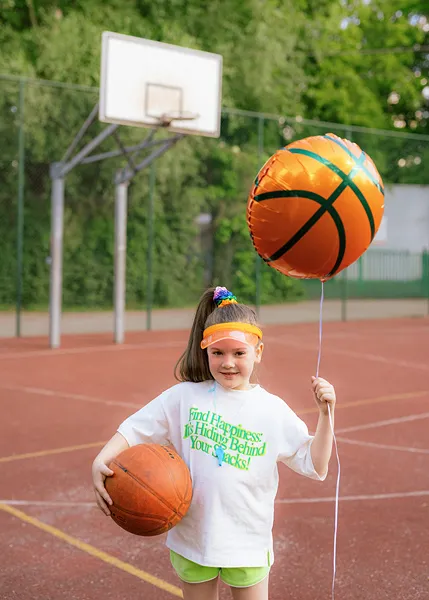 Orange Basket Ball Foil Balloon, 14in