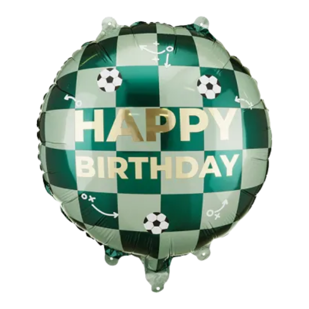 Green Soccer Ball "Happy Birthday" Foil Balloon, 14in