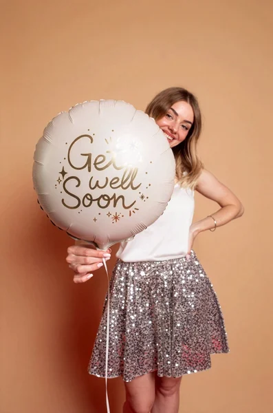 Beige Get Well Soon Foil Balloon, 14in
