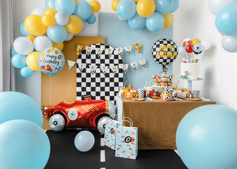 Blue Race Car Happy Birthday Foil Balloon, 14in