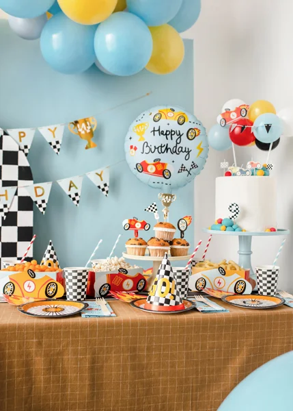 Blue Race Car Happy Birthday Foil Balloon, 14in