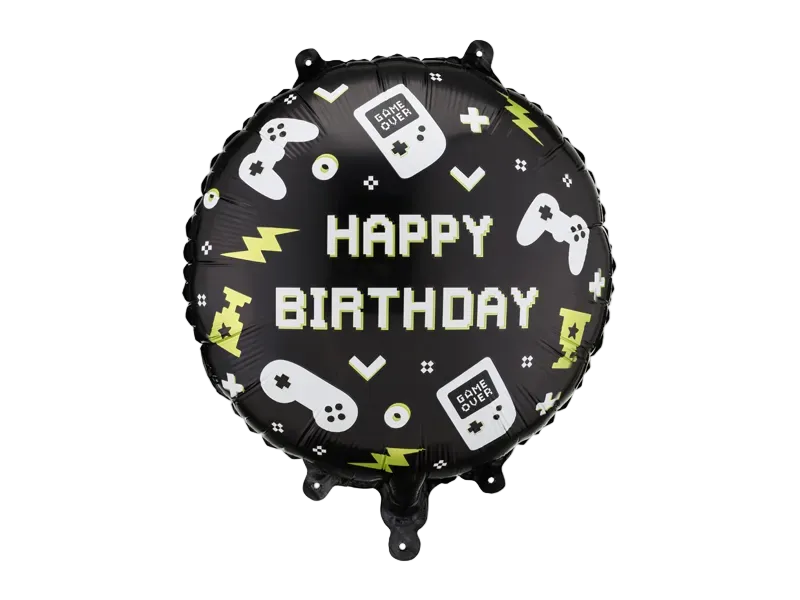 Black Gamer Happy Birthday Foil Balloon, 14in