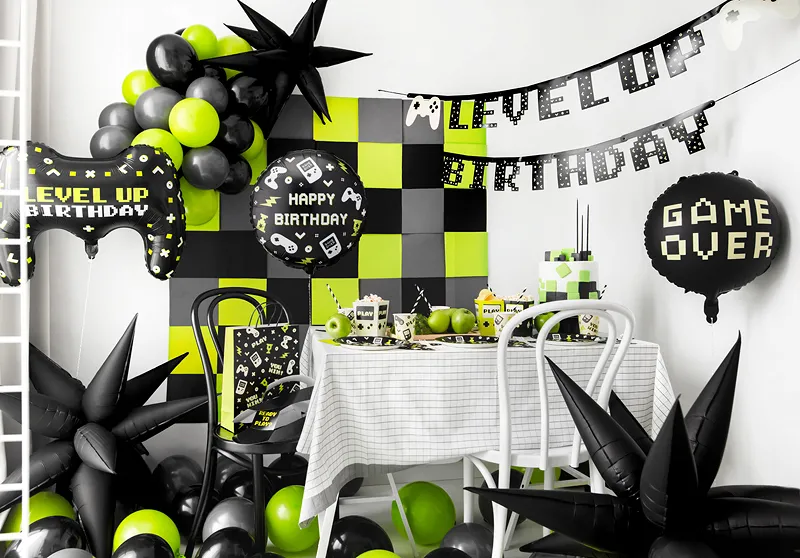 Black Gamer Happy Birthday Foil Balloon, 14in