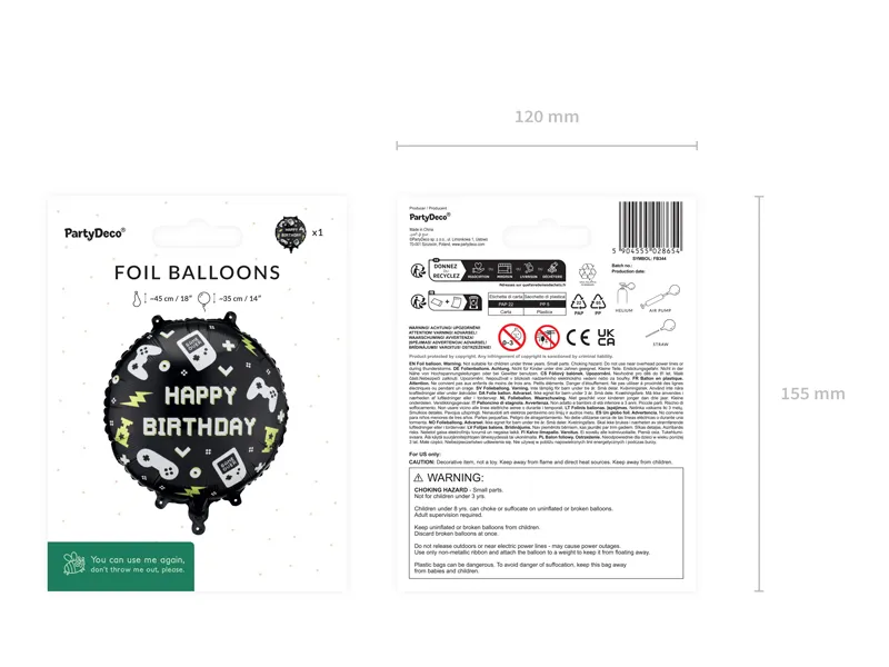 Black Gamer Happy Birthday Foil Balloon, 14in
