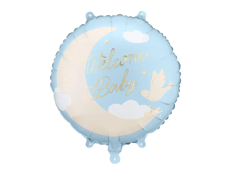 Blue Moon and Sky Welcome Baby Foil Balloon, 14in