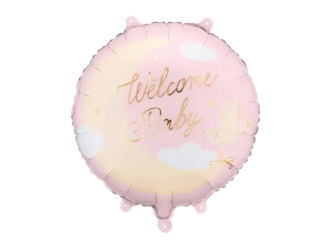 Pink Moon and Sky Welcome Baby Foil Balloon, 14in