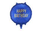 Blue and Gold Happy Birthday Foil Balloon, 14in
