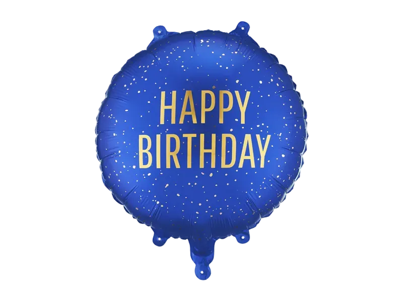 Blue and Gold Happy Birthday Foil Balloon, 14in
