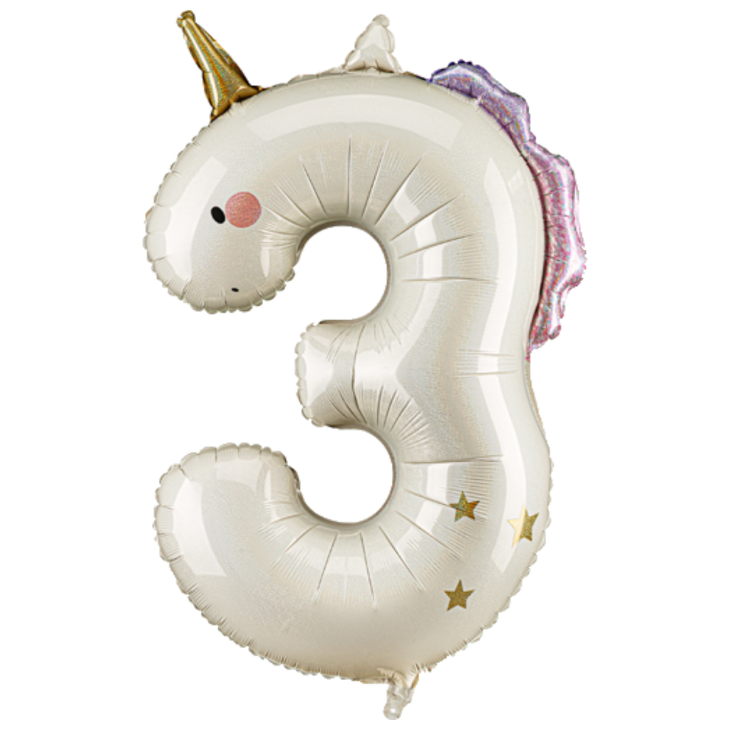 Giant Unicorn Number 3 Foil Balloon, 37in