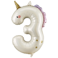 Giant Unicorn Number 3 Foil Balloon, 37in