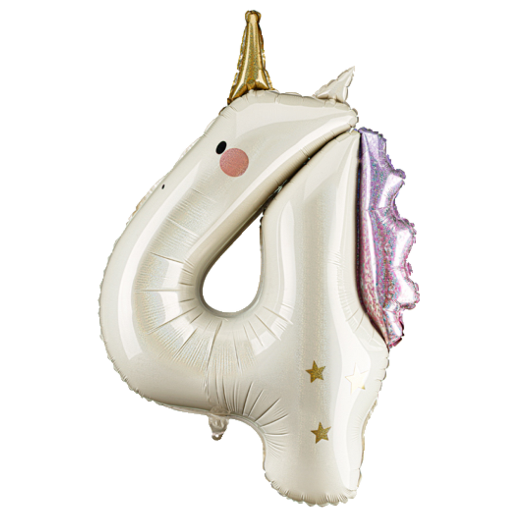 Giant Unicorn Number 4 Foil Balloon, 37in