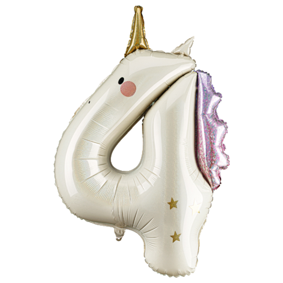 Giant Unicorn Number 4 Foil Balloon, 37in