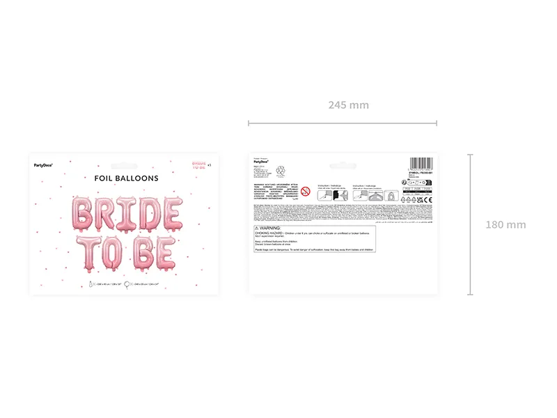 Giant Pink Gradient Bride To Be Letter Foil Balloon, 134in