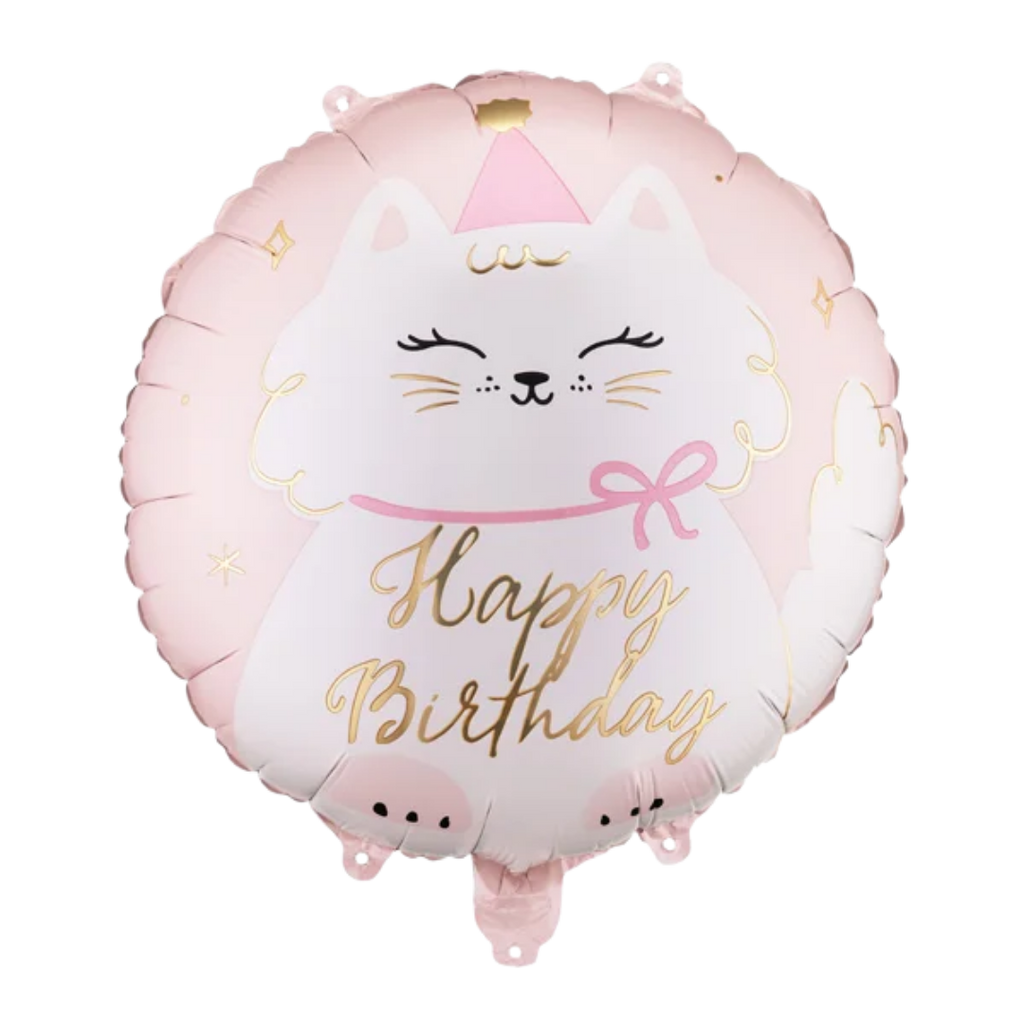 Pink Kitty Happy Birthday  Foil Balloon, 14in