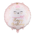 Pink Kitty Happy Birthday  Foil Balloon, 14in