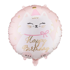 Pink Kitty Happy Birthday  Foil Balloon, 14in