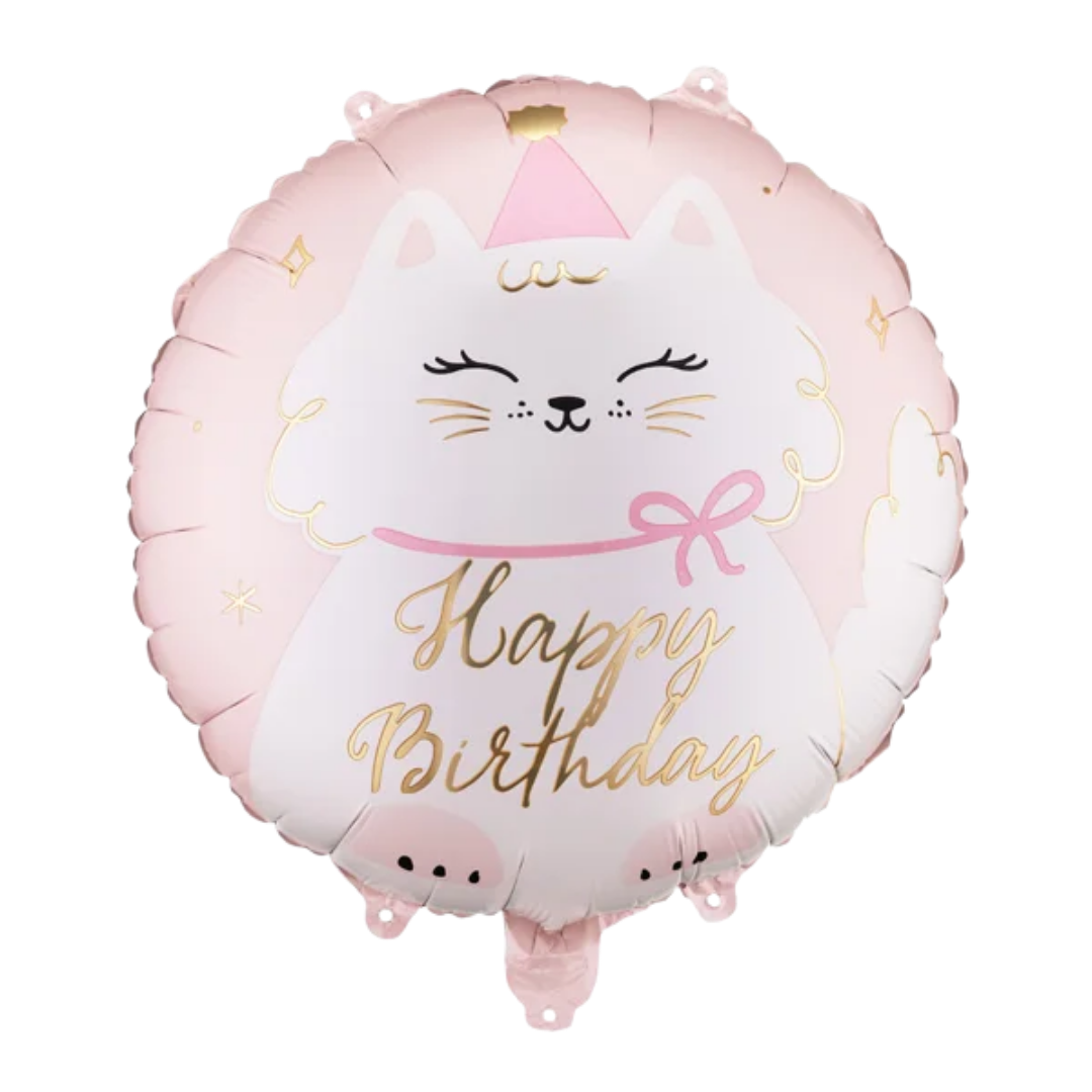 Pink Kitty Happy Birthday  Foil Balloon, 14in