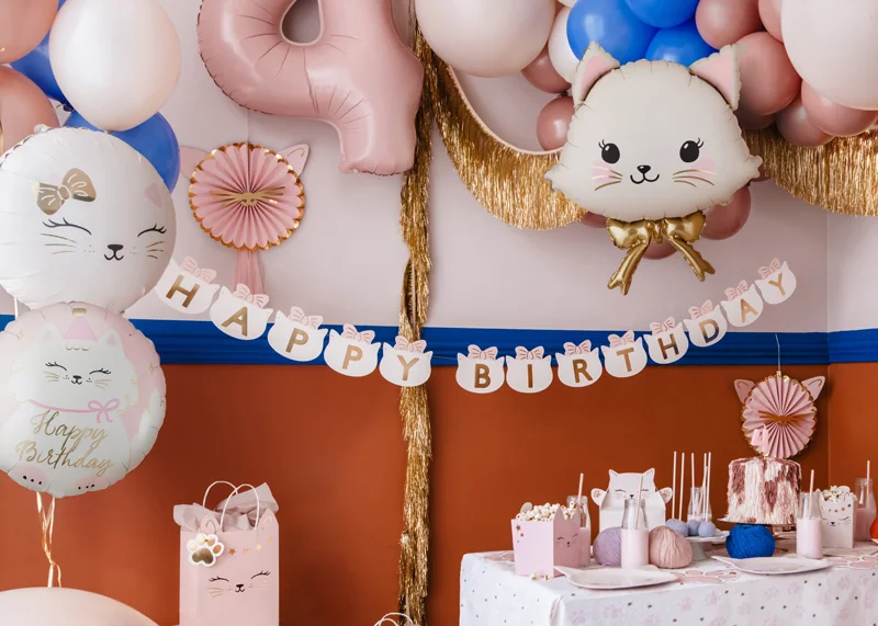 Pink Kitty Happy Birthday  Foil Balloon, 14in