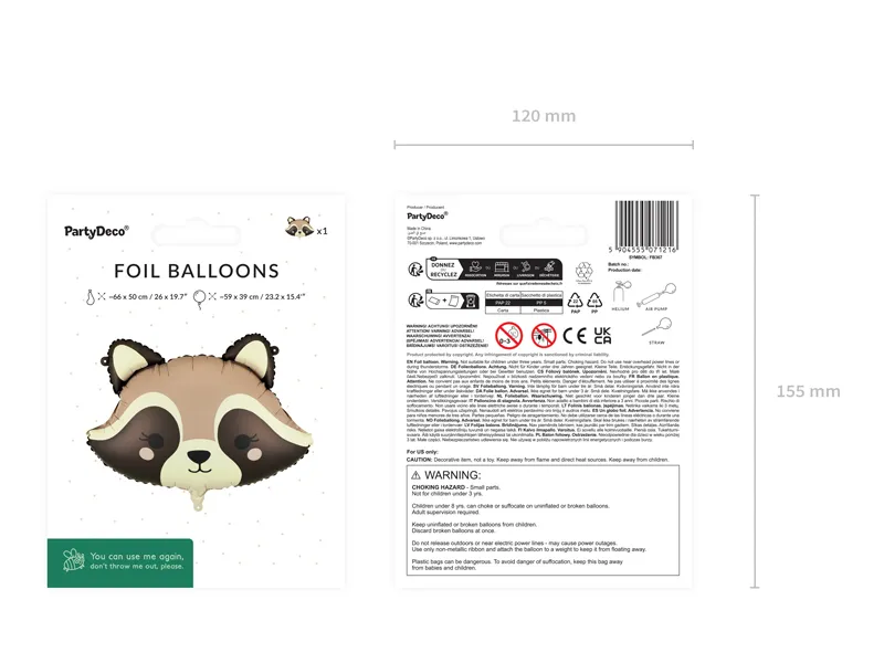 Racoon Foil Balloon, 23in