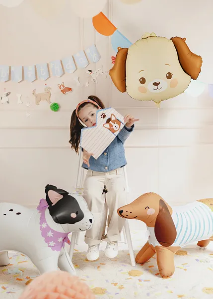 Beige Smiling Dog Foil Balloon, 24in