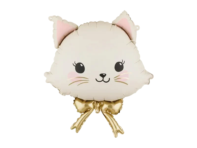 White with Gold Cat Foil Balloon, 24in