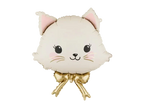White with Gold Cat Foil Balloon, 24in