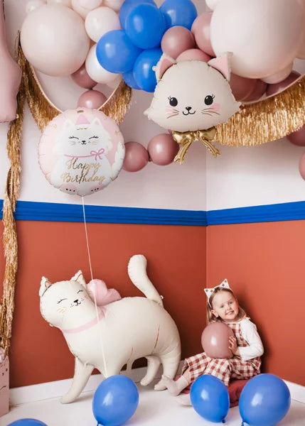 White with Gold Cat Foil Balloon, 24in
