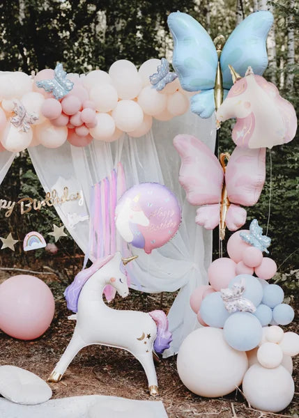 Pink and White Unicorn Foil Balloon, 24in