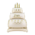 Giant White and Gold Cake "Happy Birthday" Standing Foil Balloon, 39in