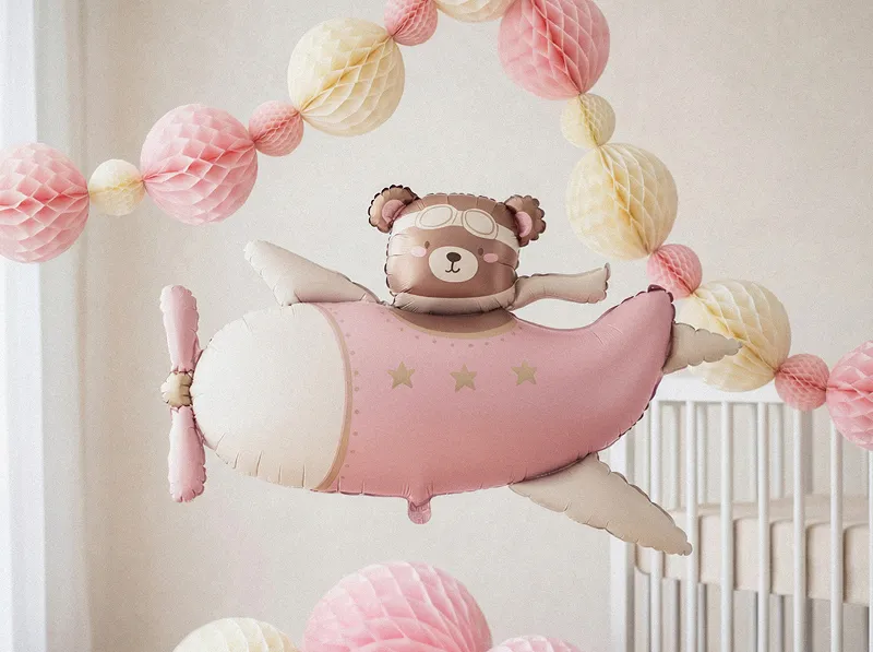Giant Pink Bear in Airplane Foil Balloon, 37in