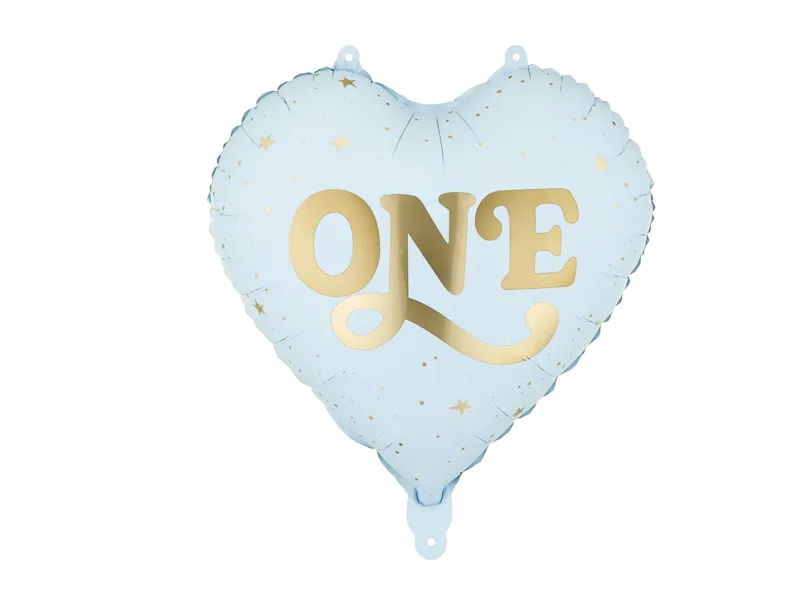 Blue One Heart Foil Balloon, 14in