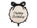 Black and Cream "Happy Birthday" Ribbon Scalloped Foil Balloon, 18in