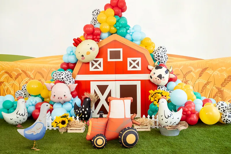 Red Tractor Standing  Foil Balloon, 28in