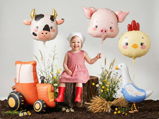 Red Tractor Standing  Foil Balloon, 28in